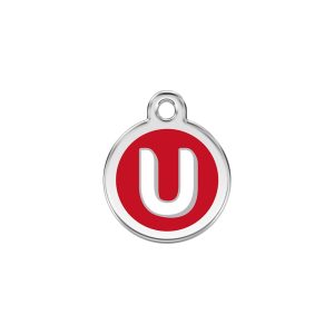 Red Dingo Stainless Steel Enamel Alphabet U Personalized Engraved Pet ID Tag
