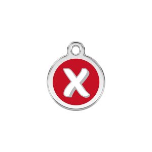Red Dingo Stainless Steel Enamel Alphabet X Personalized Engraved Pet ID Tag