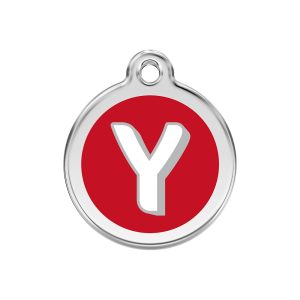 Red Dingo Stainless Steel Enamel Alphabet Y Personalized Engraved Pet ID Tag