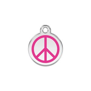 Red Dingo Stainless Steel Enamel Peace Personalized Engraved Pet ID Tag