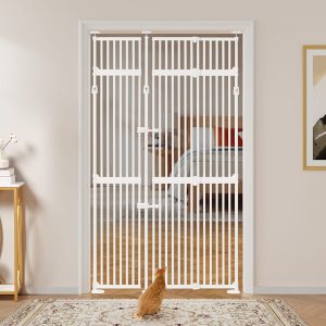UniPaws White 74" H Extra Tall Pet Gate with Wide and Top Extension