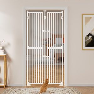 UniPaws White 74" H Extra Tall Pet Gate with Doors Locks