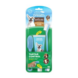 TropiClean Fresh Breath Enticers Peanut Butter & Honey Oral Care Kit for Dogs