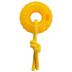 Outward Hound Gummiez Peach Ring 2-in-1 Dental Dog Chew Toy and Dog Treat Stuffer Game Peach Scent for Dogs
