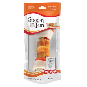 Good 'n' Fun Treat Your Dog to Long-Lasting Chews Triple Flavor 8-Inch Bone for All Dogs