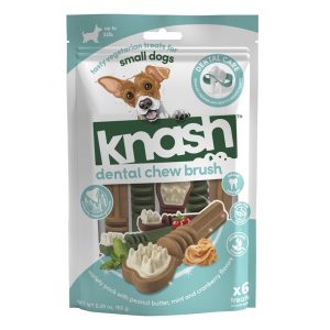 Knash Dental Chew Brush Peanut Butter, Mint, Cranberry Small for Dogs