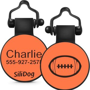 SiliDog Silent Personalized Football Pet ID Tag for Dogs