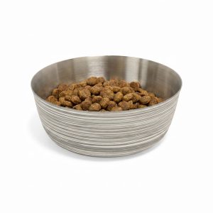EveryYay Black & White Striped Stainless Steel Dog Bowl