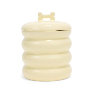EveryYay Ceramic Cream Paw Print Treat Jar for Dogs