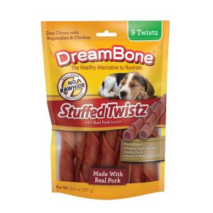 DreamBone Stuffed Twistz Rawhide-Free with Pork-Flavor Chew Inside for Dogs