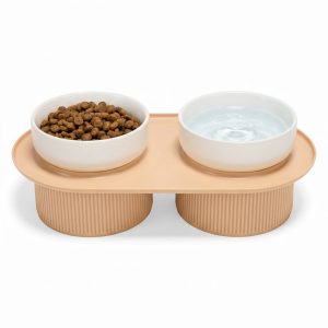 Petco Elevated Ceramic Dog Bowl with Ribbed Base Double Diner