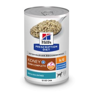 Hill's Prescription Diet k/d + Derm Complete Rice & Egg Entree Wet Dog Food