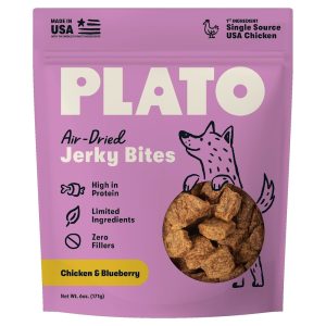 Plato Pet Jerky Bites Chicken with Blueberry Dog Treats