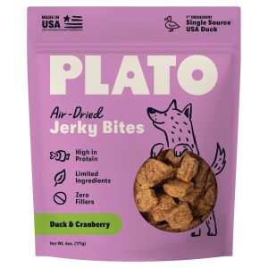 Plato Pet Jerky Bites Duck with Cranberry Dog Treats
