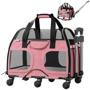 Katziela Luxury Rider Pro Removable Wheels & Double Telescopic Handle Airline-Compliant Dog & Cat Carrier