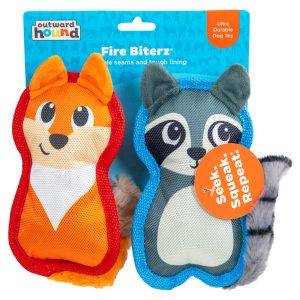Outward Hound Fire Biterz Fox & Raccoon Interactive Dog Toys