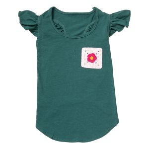 Pet Posse Cotton Green Ruffle Crochet Pocket Tee for Dogs