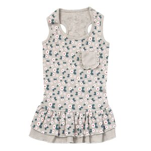 Perry Ellis Waffle Olive Green Floral Ruffle Dress for Dogs