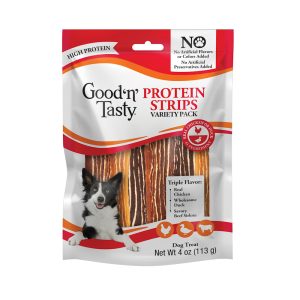 Good 'n' Tasty Real Chicken Duck Sirloin Protein Strips, High-Protein Dog Treats Variety Pack