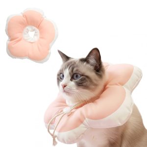 PawsPik Peach Plush Flower Dog & Cat Recovery Collar