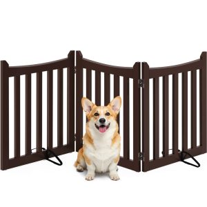 Topeakmart Tall 3-Panels Wooden Fence for Dogs