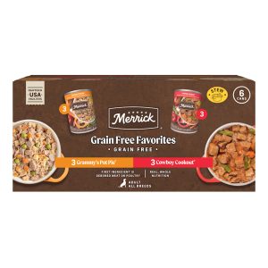 Merrick Grain Free Favorites with Cowboy Cookout & Grammy's Pot Pie Recipes Wet Dog Food Variety Pack