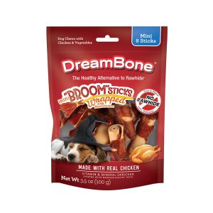 DreamBone Mini Broomsticks Wrapped With Real Chicken, Rawhide-Free Halloween Chews For Dogs