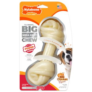 Nylabone Power Chew Knot Bone BIG Dog Chew Toy Chicken X-Large/Souper - 50+ lbs.
