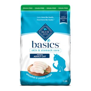 Blue Buffalo Basics Grain-Free Skin & Stomach Care, Limited Ingredient, Whitefish & Potato Recipe Dry Cat Food
