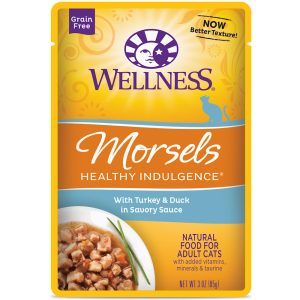 Wellness Healthy Indulgence Natural Grain Free Morsels with Turkey & Duck in Savory Sauce Wet Cat Food