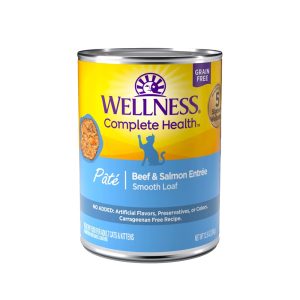 Wellness Complete Health Beef & Salmon Natural, Protein-Rich, Grain Free Pate Adult Wet Cat Food