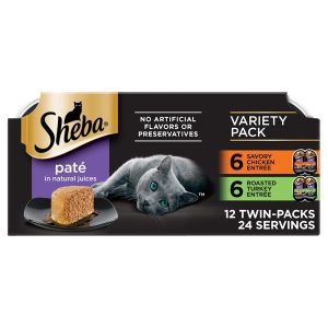 Sheba Perfect Portions Savory Chicken & Roasted Turkey Flavor Wet Cat Food Pate Variety Pack