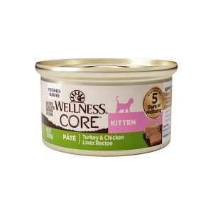 Wellness CORE Turkey & Chicken Liver Natural, Protein-Rich, Grain Free Pate Kitten Wet Cat Food