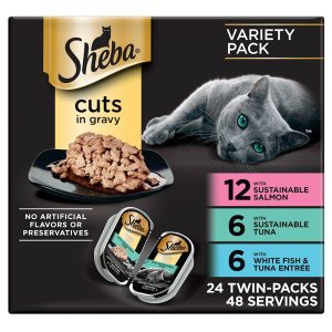 Sheba variety pack Cuts in Grvy Grmt Slmn, Signature Tuna, Delicate Whtfsh & Tuna Grain Free Wet Cat Food