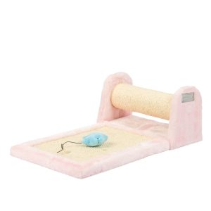 Armarkat Premium Pink Rolling Real Wood Scratcher with Toy for Cats