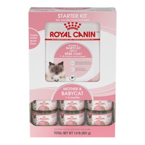 Royal Canin Feline Health Nutrition Mother & Babycat Starter Kit Wet Cat Food, 3 oz. cans (6-ct) Plus Dry Cat Food