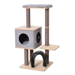 PetPals Group Brown/Gray 3-Level Elevate Cubic Cat Tree