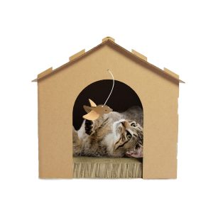 FurHaven Gingerbread House Corrugated Plain Cat Scratcher with Gift Box and Catnip