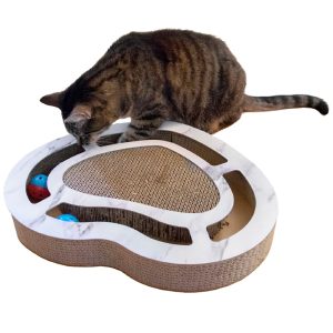 FurHaven Heart-Shape Corrugated Cat Scratcher with Catnip and 2 Ring Balls