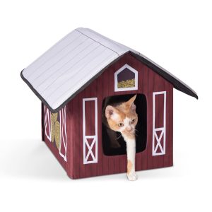 K&H Unheated Outdoor Kitty House Barn Design Cat Bed