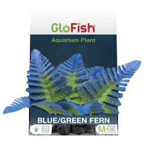GloFish Green/Blue Fern Plant Fluorescent Under Blue LED Light Aquarium Decor