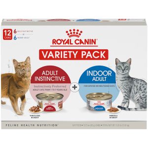 Royal Canin Feline Health Nutrition Indoor Adult & Adult Instinctive Wet Cat Food Variety Pack