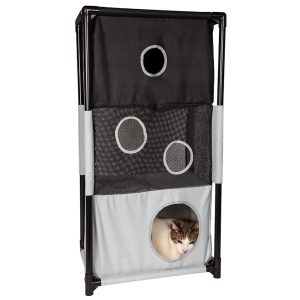 Pet Life Black Square Obstacle Soft Folding Sturdy Play-Active Collapsible Travel Cat House