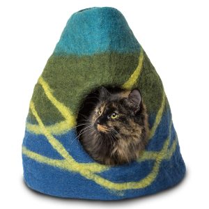 Dharma Dog Karma Cat Striped Vase Blue Wool Pet Cave
