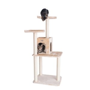 Gleepet Real Wood Cat Tree with Two-Door Condo