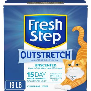 Fresh Step Outstretch Long Lasting Clumping Cat Litter Simply Unscented, Activated Charcoal Litter Lasts 50% Longer