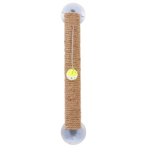 Pet Life Brown 'Stick N' Claw' Sisal Rope and Toy Suction Cup Stick Shaped Cat Scratcher