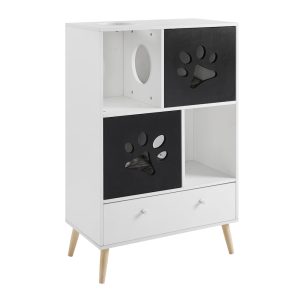 Sam's Pets Black and White Convertible Cat Tree Shelf with Drawer