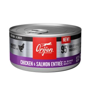 ORIJEN Chicken + Salmon Entree in Bone Broth Kitten Recipe Wet Cat Food