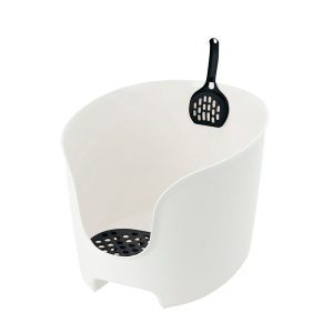 Richell Paw Trax High Wall White/Black Cat Litter Box